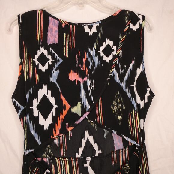 Shasa Women's Large Black Bright Colors Pattern Dress Sheath exposed middle back - Picture 5 of 9